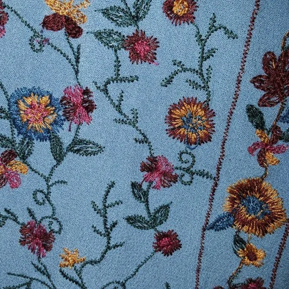 Vintage 90's Umgee Blue Floral Embroidered Flowy Peplum Sleeveless Crop Top M - Picture 4 of 13